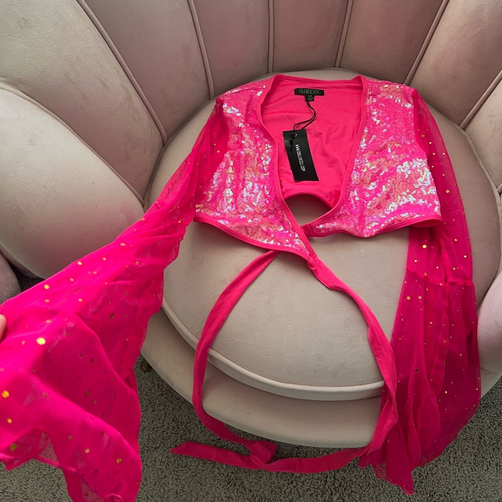 Dolls Kill Pink Sequin Top